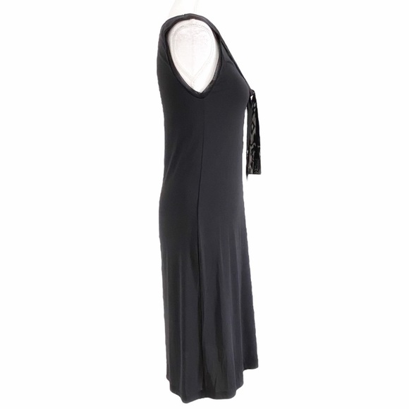 Shan BY SHAN BLACK SLEEVELESS MESH STRETCH JERSEY SHIFT MIDI SLIP DRESS - 8 - Picture 2 of 8